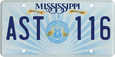 MS license plate AST116