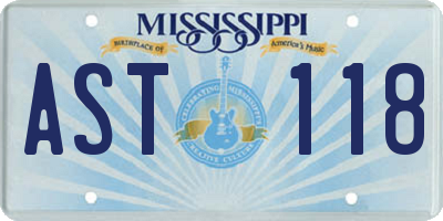 MS license plate AST118