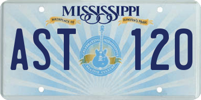 MS license plate AST120