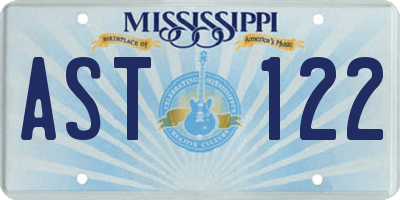 MS license plate AST122