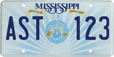 MS license plate AST123