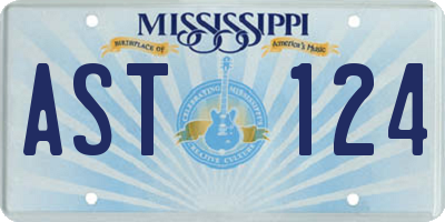 MS license plate AST124