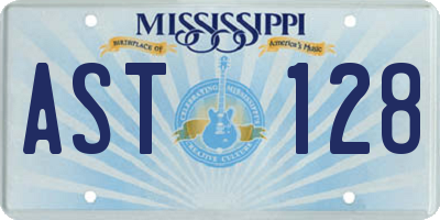 MS license plate AST128