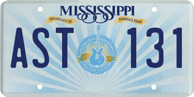 MS license plate AST131