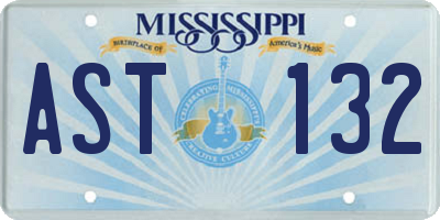 MS license plate AST132