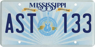 MS license plate AST133