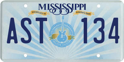 MS license plate AST134