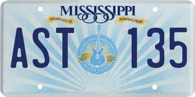 MS license plate AST135