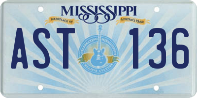MS license plate AST136