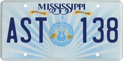 MS license plate AST138