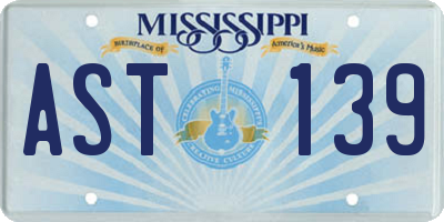 MS license plate AST139