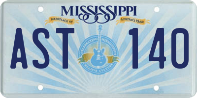 MS license plate AST140