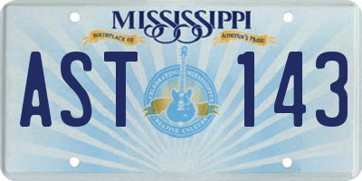 MS license plate AST143