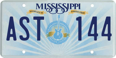 MS license plate AST144