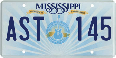 MS license plate AST145