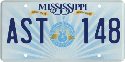 MS license plate AST148