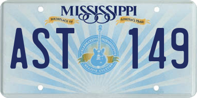 MS license plate AST149
