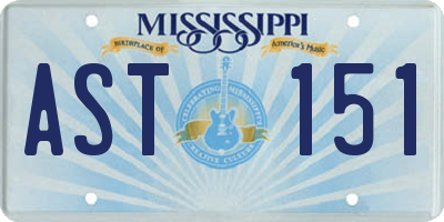 MS license plate AST151