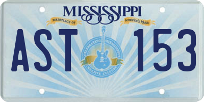 MS license plate AST153