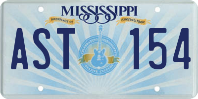 MS license plate AST154