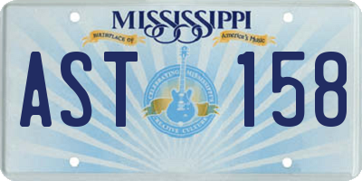 MS license plate AST158