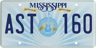 MS license plate AST160