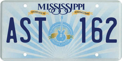 MS license plate AST162
