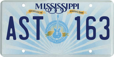 MS license plate AST163