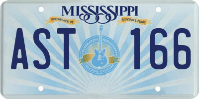 MS license plate AST166
