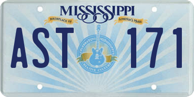MS license plate AST171