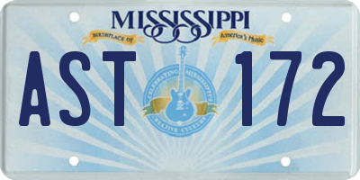 MS license plate AST172