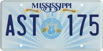 MS license plate AST175