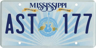 MS license plate AST177