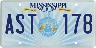 MS license plate AST178