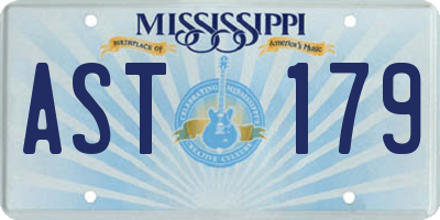 MS license plate AST179