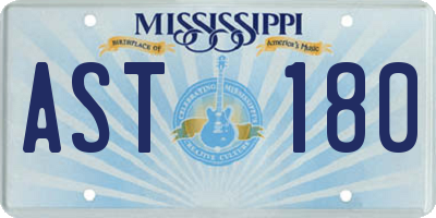 MS license plate AST180