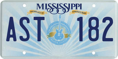 MS license plate AST182