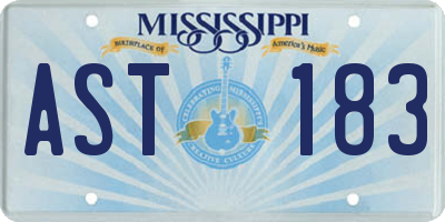MS license plate AST183