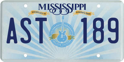 MS license plate AST189