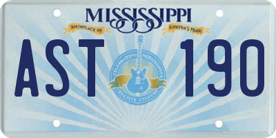 MS license plate AST190