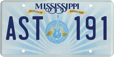 MS license plate AST191