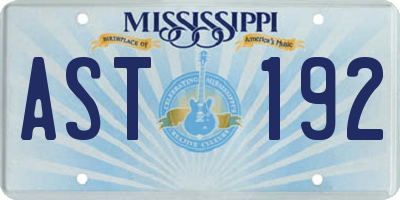MS license plate AST192
