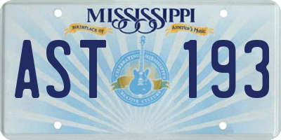 MS license plate AST193