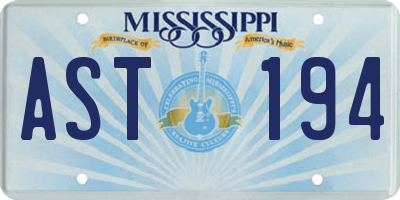 MS license plate AST194