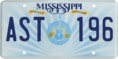 MS license plate AST196