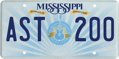 MS license plate AST200