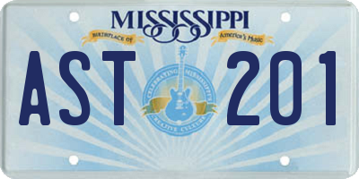 MS license plate AST201
