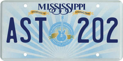 MS license plate AST202