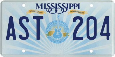 MS license plate AST204
