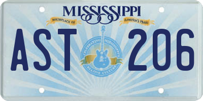 MS license plate AST206